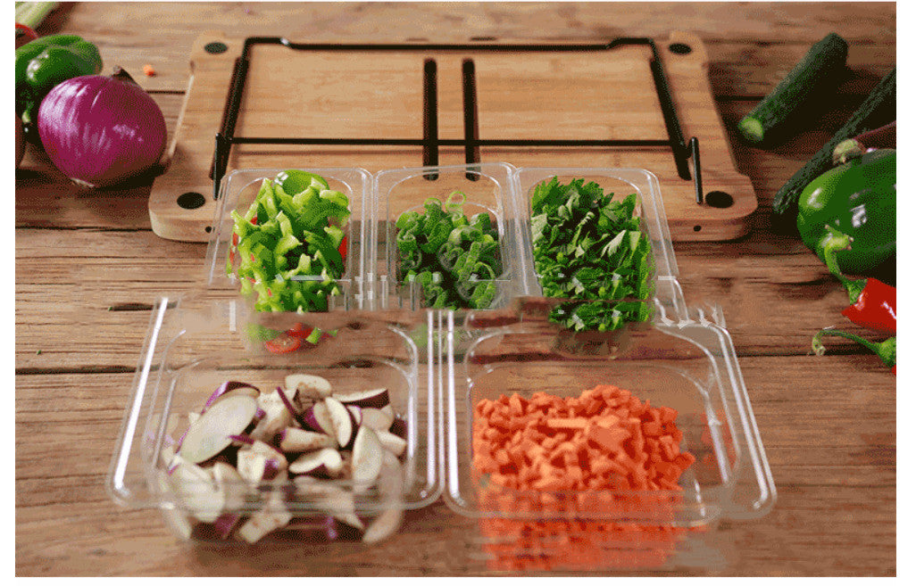 Bamboo Vegetable Cutting Board with Storage Boxes