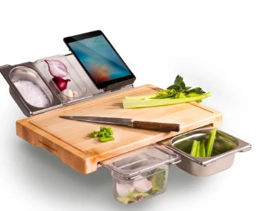 Bamboo Vegetable Cutting Board with Storage Boxes